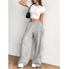 imageVerdusa Womens Bow Wide Leg Sweatpants Elastic Waist Casual Baggy Pants with PocketLight Grey
