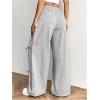 imageVerdusa Womens Bow Wide Leg Sweatpants Elastic Waist Casual Baggy Pants with PocketLight Grey
