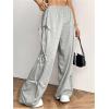 imageVerdusa Womens Bow Wide Leg Sweatpants Elastic Waist Casual Baggy Pants with PocketLight Grey