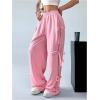 imageVerdusa Womens Bow Wide Leg Sweatpants Elastic Waist Casual Baggy Pants with PocketPink