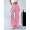 imageVerdusa Womens Bow Wide Leg Sweatpants Elastic Waist Casual Baggy Pants with PocketPink