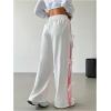 imageVerdusa Womens Bow Wide Leg Sweatpants Elastic Waist Casual Baggy Pants with PocketWhite