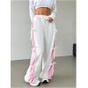 imageVerdusa Womens Bow Wide Leg Sweatpants Elastic Waist Casual Baggy Pants with PocketWhite