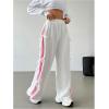 imageVerdusa Womens Bow Wide Leg Sweatpants Elastic Waist Casual Baggy Pants with PocketWhite
