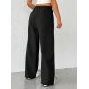 imageVerdusa Womens Casual Drawstring Elastic Waist Loose Wide Leg Pants TrousersBlack