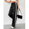 imageVerdusa Womens Casual Drawstring Elastic Waist Loose Wide Leg Pants TrousersBlack
