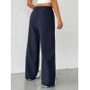 imageVerdusa Womens Casual Drawstring Elastic Waist Loose Wide Leg Pants TrousersNavy Blue