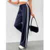imageVerdusa Womens Casual Drawstring Elastic Waist Loose Wide Leg Pants TrousersNavy Blue