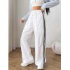 imageVerdusa Womens Casual Drawstring Elastic Waist Loose Wide Leg Pants TrousersWhite