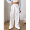 imageVerdusa Womens Casual Drawstring Elastic Waist Loose Wide Leg Pants TrousersWhite