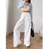 imageVerdusa Womens Casual Drawstring Elastic Waist Loose Wide Leg Pants TrousersWhite