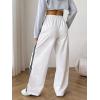 imageVerdusa Womens Casual Drawstring Elastic Waist Loose Wide Leg Pants TrousersWhite