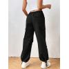 imageVerdusa Womens Drawstring Waist Side Pocket Joggers Cargo Pants Loose Long TrousersBlack