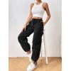 imageVerdusa Womens Drawstring Waist Side Pocket Joggers Cargo Pants Loose Long TrousersBlack