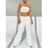 imageVerdusa Womens Drawstring Waist Side Pocket Joggers Cargo Pants Loose Long TrousersWhite