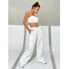 imageVerdusa Womens Drawstring Waist Side Pocket Joggers Cargo Pants Loose Long TrousersWhite