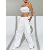 imageVerdusa Womens Drawstring Waist Side Pocket Joggers Cargo Pants Loose Long TrousersWhite