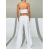 imageVerdusa Womens Drawstring Waist Side Pocket Joggers Cargo Pants Loose Long TrousersWhite