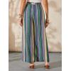 imageVerdusa Womens Elastic High Waist Boho Stripe Print Loose Wide Leg PantsBlue Multi