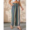 imageVerdusa Womens Elastic High Waist Boho Stripe Print Loose Wide Leg PantsBlue Multi