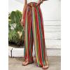 imageVerdusa Womens Elastic High Waist Boho Stripe Print Loose Wide Leg PantsOrange Red