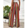 imageVerdusa Womens Elastic High Waist Boho Stripe Print Loose Wide Leg PantsOrange Red