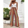 imageVerdusa Womens Elastic High Waist Boho Stripe Print Loose Wide Leg PantsOrange Red