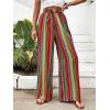 imageVerdusa Womens Elastic High Waist Boho Stripe Print Loose Wide Leg PantsOrange Red