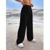 imageVerdusa Womens Elastic High Waist Solid Straight Leg Pants Casual Long TrousersBlack