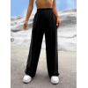 imageVerdusa Womens Elastic High Waist Solid Straight Leg Pants Casual Long TrousersBlack