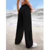 imageVerdusa Womens Elastic High Waist Solid Straight Leg Pants Casual Long TrousersBlack