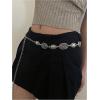 imageVerdusa Womens Golden Metal Decor Carved Floral Design Waist Chain BeltSilver