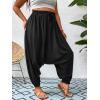 imageVerdusa Womens Plus Size Baggy Harem Pants Elastic Waist Loose Pant TrousersBlack