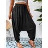 imageVerdusa Womens Plus Size Baggy Harem Pants Elastic Waist Loose Pant TrousersBlack