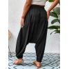 imageVerdusa Womens Plus Size Baggy Harem Pants Elastic Waist Loose Pant TrousersBlack