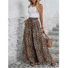 imageVerdusa Womens Wide Leg Pants Leopard Print Paperbag Waist Palazzo PantMulticolor
