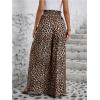 imageVerdusa Womens Wide Leg Pants Leopard Print Paperbag Waist Palazzo PantMulticolor