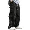 imageVerdusa Mens Baggy Cargo Pants Drawstring Elastic Waist Flap Pockets Loose PantsBlack