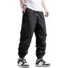 imageVerdusa Mens Cargo Pants Elastic Wasit Workout Joggers Tactical Pro Club Sweat Bottoms with PocketsBlack