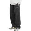 imageVerdusa Mens Elastic Waist Letter Patched Straight Leg Streetwear Long PantsDark Grey