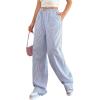 imageVerdusa Stiped High Waist Pants for Women Loose Lounge Straight Leg Trousers with PocketBlue