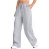 imageVerdusa Stiped High Waist Pants for Women Loose Lounge Straight Leg Trousers with PocketGrey