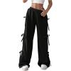 imageVerdusa Womens Bow Wide Leg Sweatpants Elastic Waist Casual Baggy Pants with PocketBlack