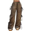 imageVerdusa Womens Bow Wide Leg Sweatpants Elastic Waist Casual Baggy Pants with PocketBrown