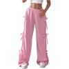 imageVerdusa Womens Bow Wide Leg Sweatpants Elastic Waist Casual Baggy Pants with PocketPink