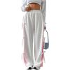 imageVerdusa Womens Bow Wide Leg Sweatpants Elastic Waist Casual Baggy Pants with PocketWhite