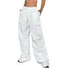imageVerdusa Womens Drawstring Waist Side Pocket Joggers Cargo Pants Loose Long TrousersWhite