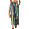 imageVerdusa Womens Elastic High Waist Boho Stripe Print Loose Wide Leg PantsBlue Multi
