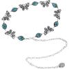 imageVerdusa Womens Golden Metal Decor Carved Floral Design Waist Chain BeltButterfly Blue