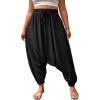 imageVerdusa Womens Plus Size Baggy Harem Pants Elastic Waist Loose Pant TrousersBlack